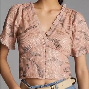 Anthropologie Forever That Girl Sequin Top Size Small